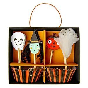 NWT - Meri Meri Halloween Cupcake Kit - skull, pumpkin, ghost, witch